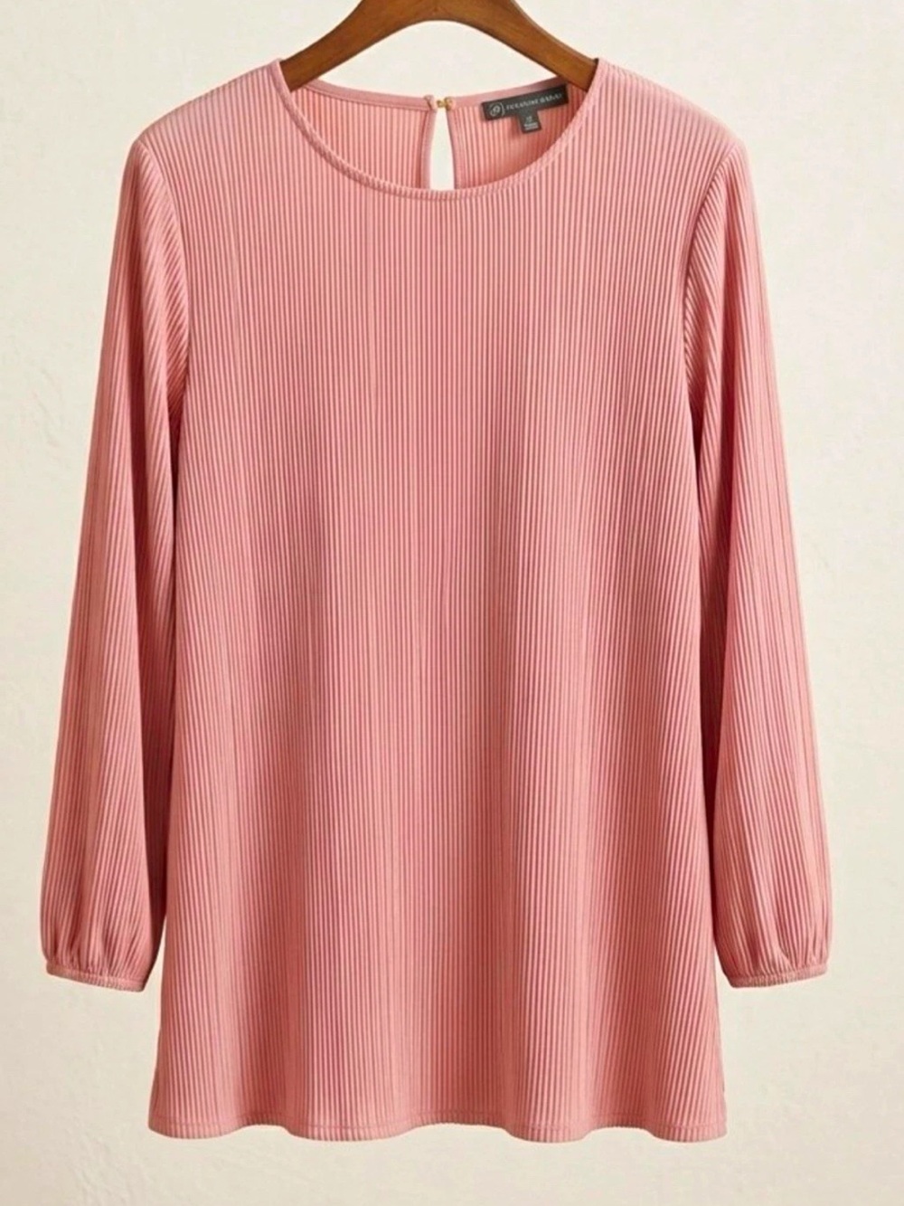 Adrianna Papell Ribbed Long-Sleeve Shift Dress - Dusty Pink